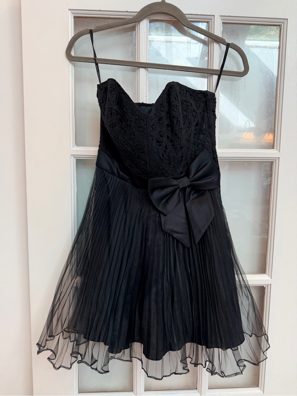 Vintage Betsey Johnson Y2K 90โs Goth Punk Black Lace Bow Party Dress Size 4 NWT
